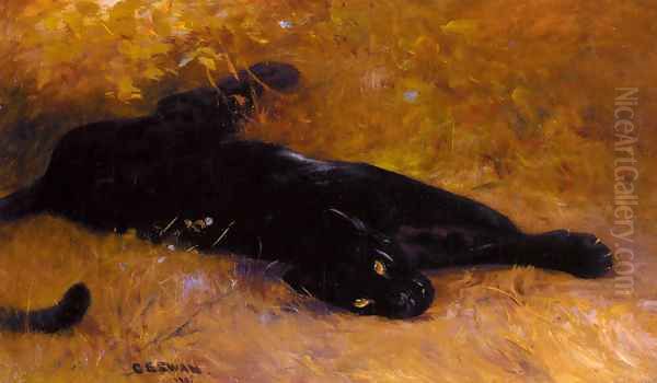 The Black Panther Oil Painting by Cuthbert Edmund Swan