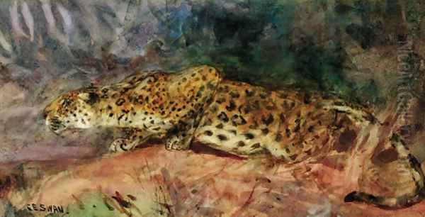 Stalking Leopard Oil Painting by Cuthbert Edmund Swan