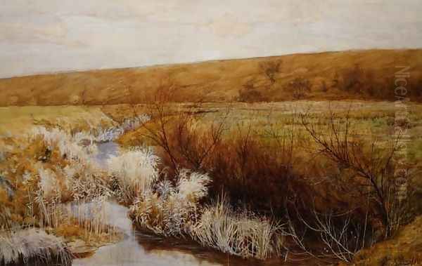 A Meadow in Winter Oil Painting by John G. Sowerby