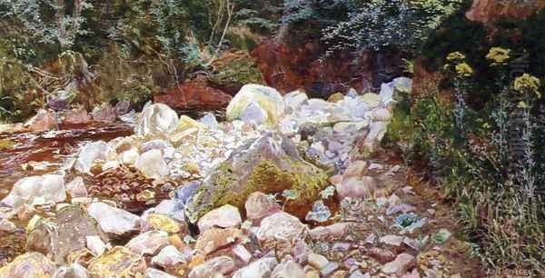 A Rocky Stream Oil Painting by John G. Sowerby