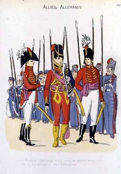 The Duke of Cambridge and His Aides de Camps Reviewing the Troops by Christoph Suhr 1771-1842 Oil Painting by Christoph Suhr