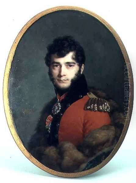 Portrait of a Man in a Red Uniform Oil Painting by Daniel Saint