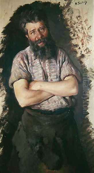 Portrait of a Blacksmith Oil Painting by Lothar von Seebach