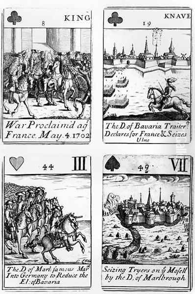 Playing cards commemorating the War of the Spanish Succession 1702-13 Oil Painting by Robert Spofforth