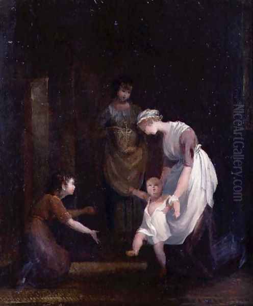 A Family Group Oil Painting by Maria Spilsbury