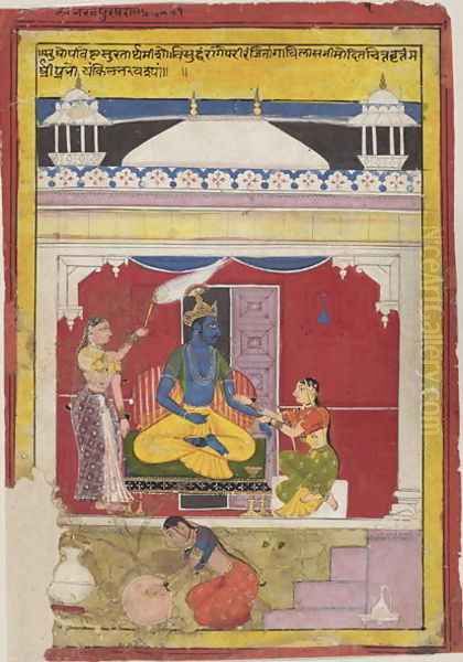 Bhairava Raga, from Mewar, Rajasthan, 1628 Oil Painting by Sahibdin