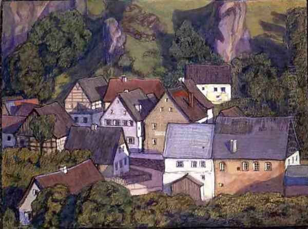 German Village Oil Painting by Gertrud Schafer