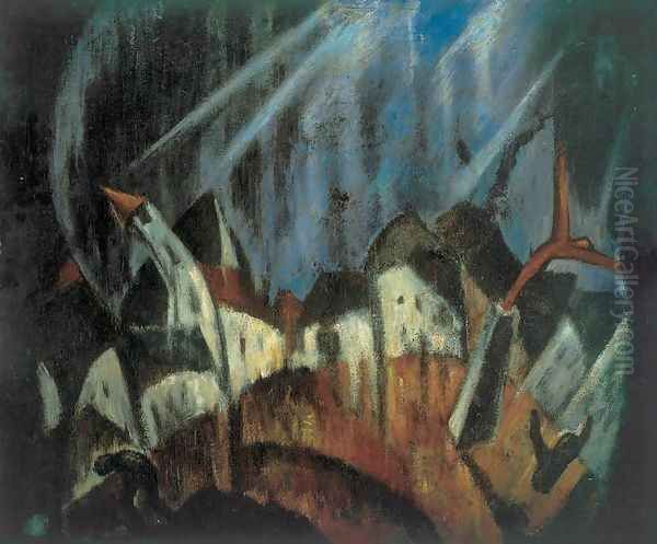 Storm 1923 Oil Painting by Janos Schadl