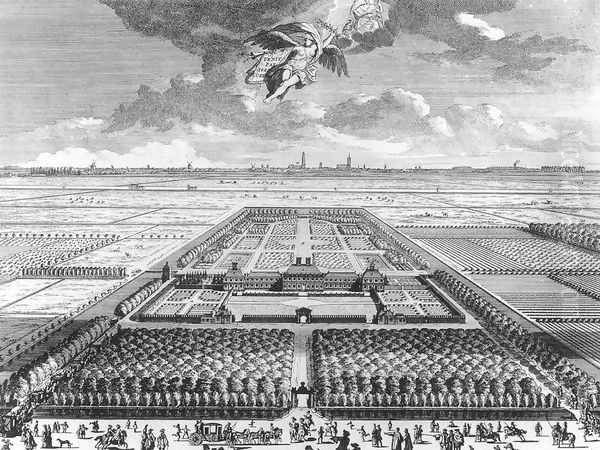 Birds-Eye View of the Huis ter Nieuburch at Rijswijck 1697 Oil Painting by Pieter Schenck