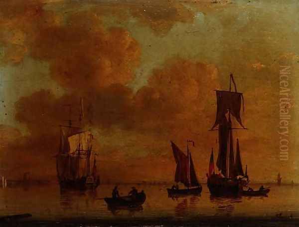 A Royal yacht and small craft in a calm Oil Painting by Francis Swaine