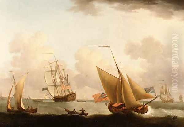 Shipping off the Dutch Coast Oil Painting by Francis Swaine