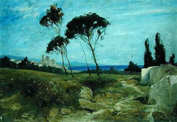 Landscape at Nettuno, 1887 Oil Painting by Hans Speckter