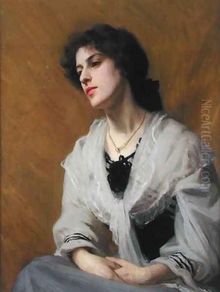 Lady in a Silk Fichu Oil Painting by James Philip Streatfield