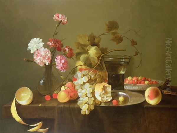 Still Life of Fruit and Flowers Oil Painting by Michiel Simons