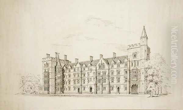 New College Oxford Proposed New Buildings, 1870-79 Oil Painting by Sir George Gilbert Scott