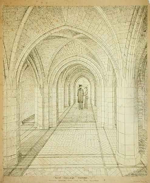 New College Oxford Proposed passage from Old to New Buildings, 1875-77 Oil Painting by Sir George Gilbert Scott