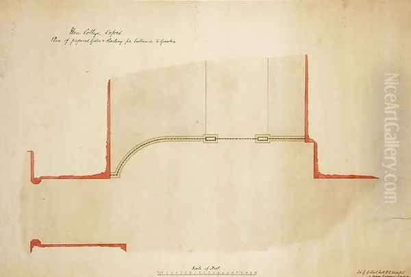 New College Oxford Proposed Gates and Railing for Entrance to Garden, 1874 Oil Painting by Sir George Gilbert Scott