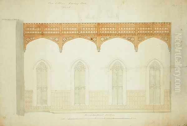 New College Oxford Design for New Hall Roof, 1865 4 Oil Painting by Sir George Gilbert Scott