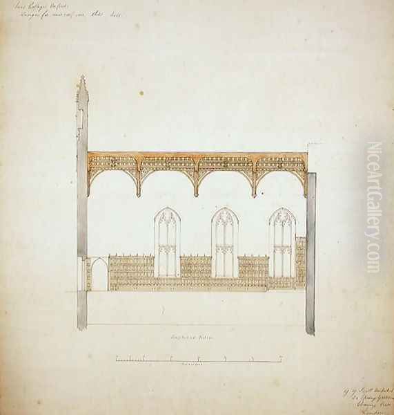 New College Oxford Design for New Hall Roof, 1865 3 Oil Painting by Sir George Gilbert Scott