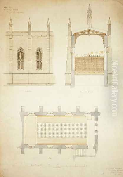 New College Oxford Design for New Hall Roof, 1865 2 Oil Painting by Sir George Gilbert Scott