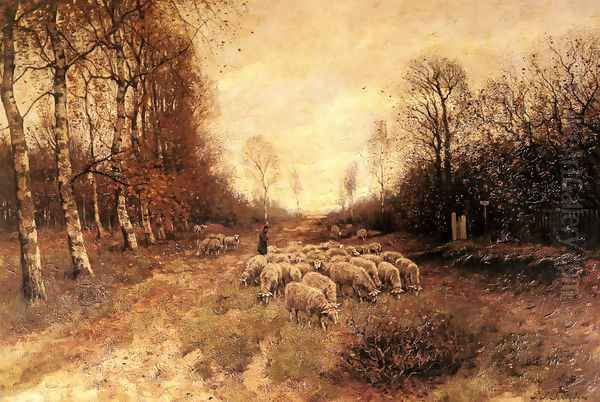 Grazing Sheep near Laren Oil Painting by Petrus Paulus Shiedges