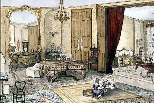 Drawing Room Interior, 1853 Oil Painting by Heloine Stromeyer