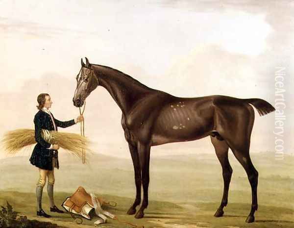 A Dapple Grey Stallion held by a Groom, 1763 Oil Painting by William Shaw