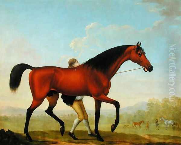 The Duke of Ancasters Bay Stallion, Blank, walking towards a Mare Oil Painting by William Shaw