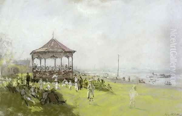 Figures near a Bandstand, 1922 Oil Painting by Bernard Sickert