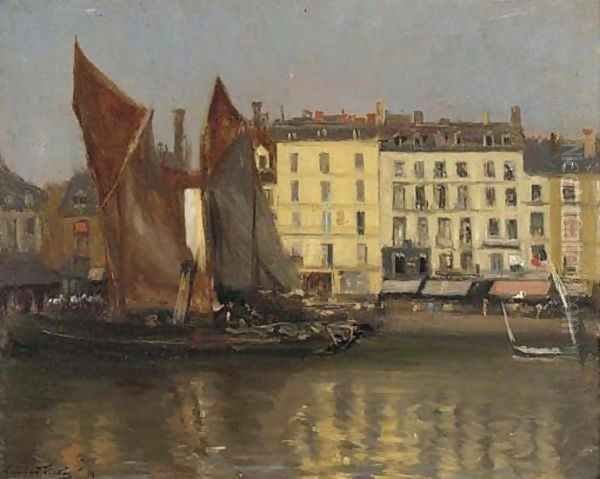 Sailing vessels in harbour, Dieppe Oil Painting by Bernard Sickert