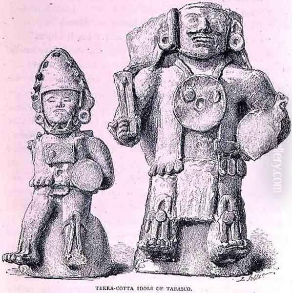 Terracotta Idols of Tabasco, from The Ancient Cities of New Mexico, by Claude-Joseph-Desire Charnay, pub. 1887 Oil Painting by Sellier, P.