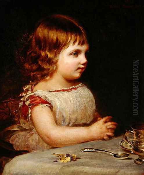 Portrait of Ethel Marion Sidley, the artists daughter, 1872 Oil Painting by Samuel Sidley