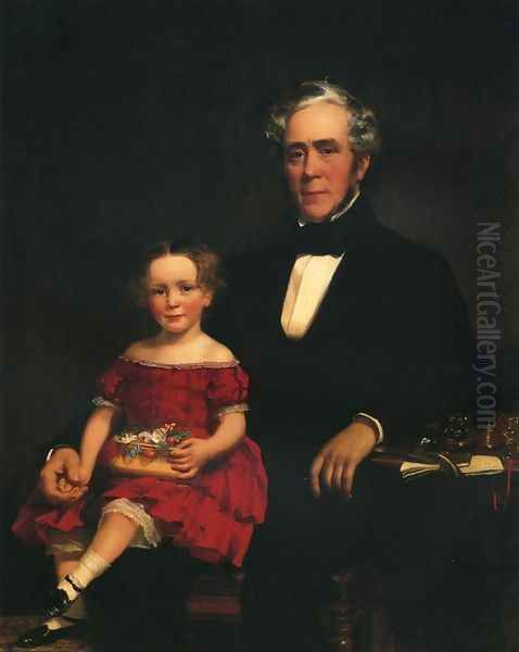 Portrait of a Young Girl and Older Man Oil Painting by William Harrison Scarborough