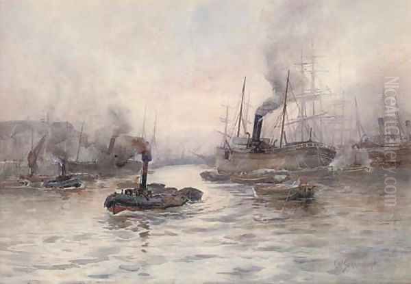 The crowded river Oil Painting by William Harrison Scarborough