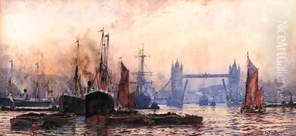 The Tower Bridge, London Oil Painting by William Harrison Scarborough