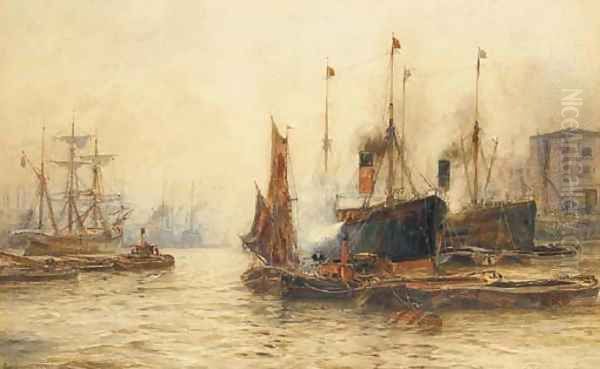 Blackwall Reach, London Oil Painting by William Harrison Scarborough