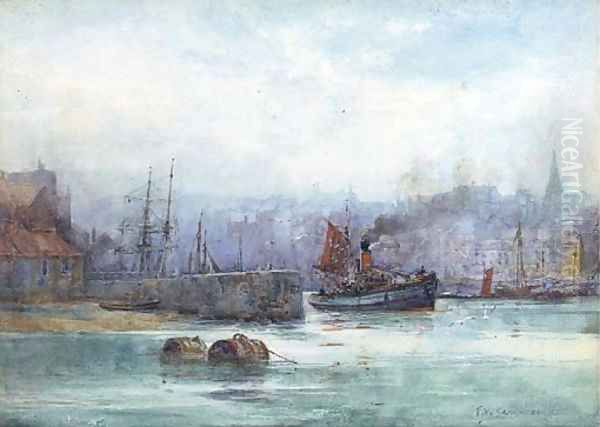 The lower harbour, Whitby Oil Painting by William Harrison Scarborough