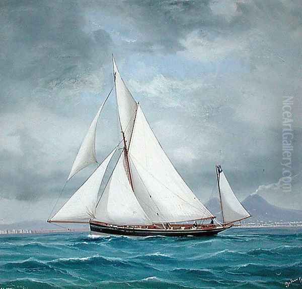 The Yawl ONYX, 52 tons, 1889 Oil Painting by Antonio de Simone