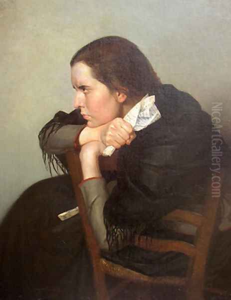 Portrait of the Artist Seraphima Blonskaya-The Letter, 1890 Oil Painting by Dmitri Minaevich Sinodi-Popov