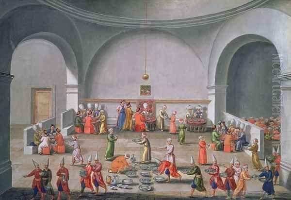 Jan Gninskis Diplomatic Mission to Istanbul, Dinner in honour of the Polish Mission, 1679 Oil Painting by Pierre Paul Sevin