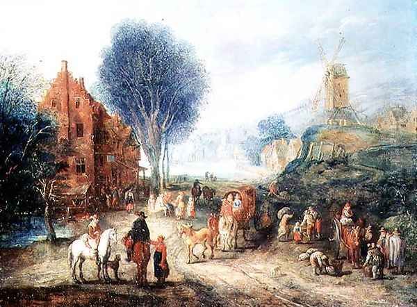 Country Scene Oil Painting by Adriaen van Stalbempt