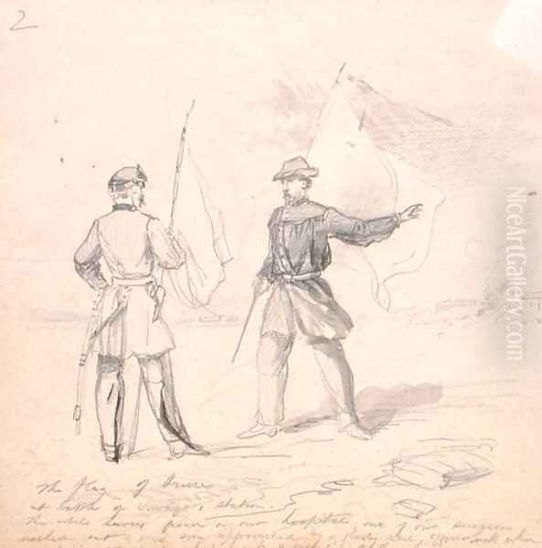 Flag of Truce, c.1860 Oil Painting by Francis Schell