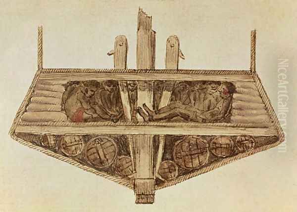 Cross-section of a slave ship, from a manuscript on slavery by the artist, late 18th century Oil Painting by Jacques-Henri Bernardin de Saint-Pierre