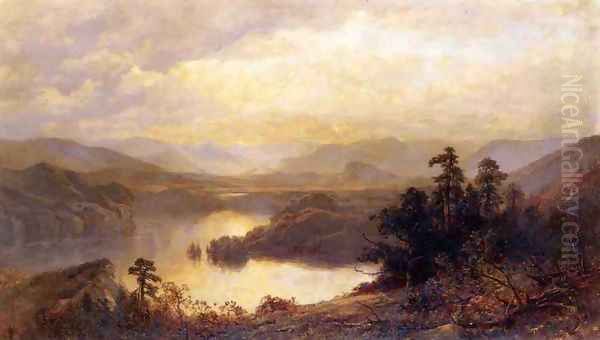 Lake Placid and the Adirondack Mountains from Whiteface Oil Painting by James David Smillie