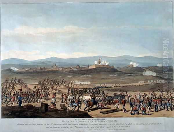 Badajoz During the Siege of June 1811, plate 4 from A Series of Views of the Principal Occurences of the Campaigns in Spain and Portugal, engraved by Charles Turner, published 1812 Oil Painting by Thomas Staunton St. Clair