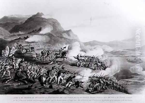 A View of the Serra de Busacco at San Antonio de Cantara showing the attack by Marshal Reigniers upon the British and Portuguese forces under Lt. General Sir Thomas Picton, 27th September 1810, engraved by Charles Turner, 1815 Oil Painting by Thomas Staunton St. Clair