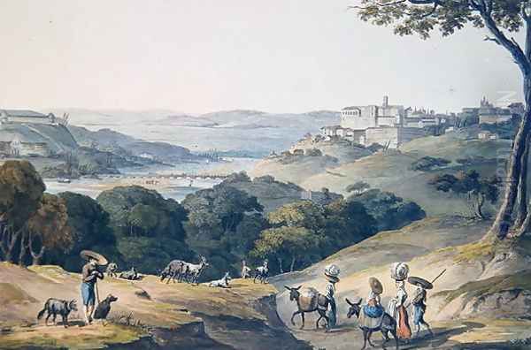 City of Coimbra, engraved by C. Turner Oil Painting by Thomas Staunton St. Clair