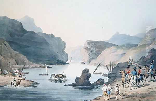 Pass of the Tagus at Villa Velha into the Alemtejo, 20th May 1811 engraved by C. Turner Oil Painting by Thomas Staunton St. Clair