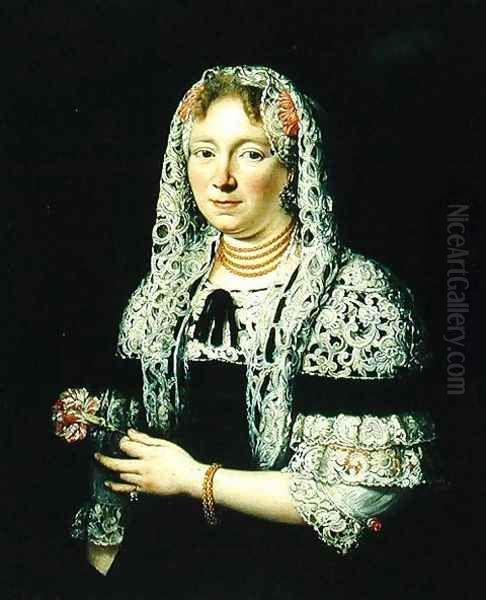 Portrait of a Patrician Lady from Gdansk Oil Painting by Andrzej Stech