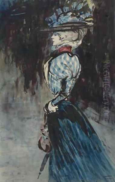 Jeune Parisienne, de profil gauche Oil Painting by Henry Somm